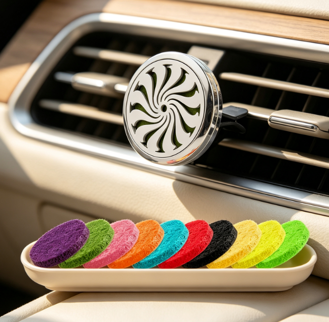 Stainless Steel Car Air Freshener Clip with Replacement Pads - Image 2