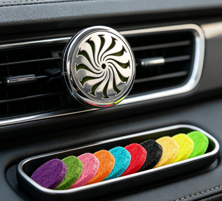 Stainless Steel Car Air Freshener Clip with Replacement Pads