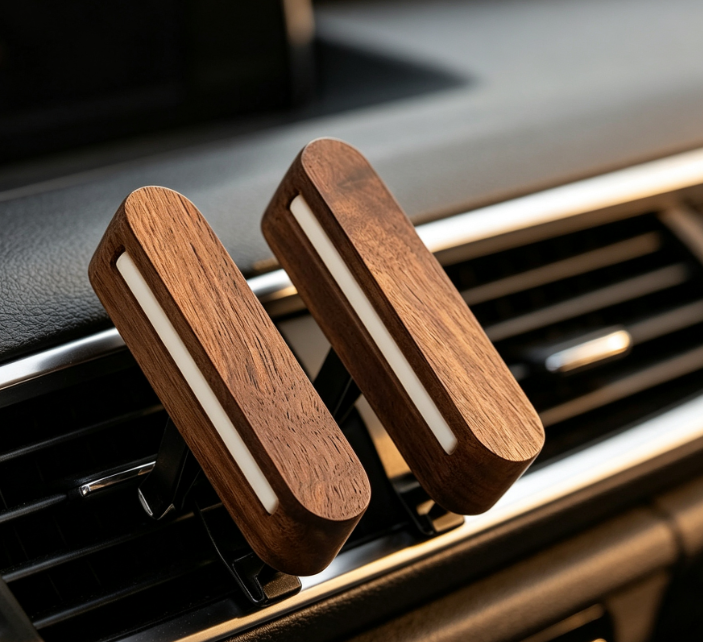 Walnut Wood Car Diffuser Clip with Scent Stick