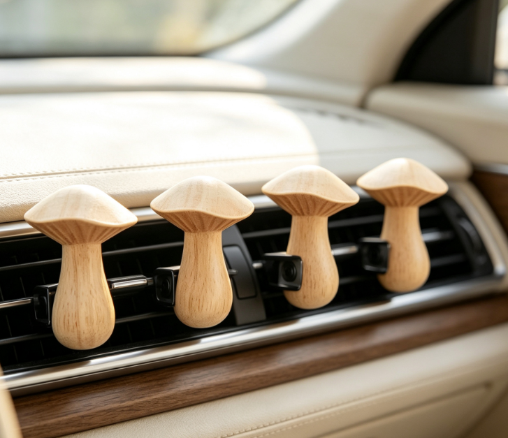 Mushroom-Shaped Wooden Car Diffuser Clip - Image 2