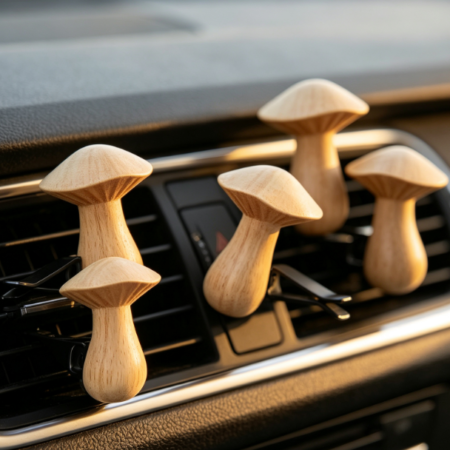Mushroom-Shaped Wooden Car Diffuser Clip