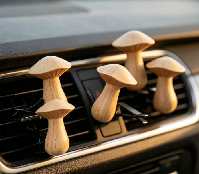 Mushroom-Shaped Wooden Car Diffuser Clip