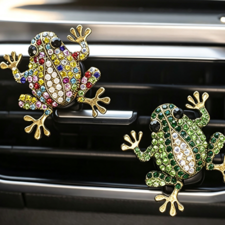 Rhinestone Frog Car Air Freshener Clip With Replacement Pads
