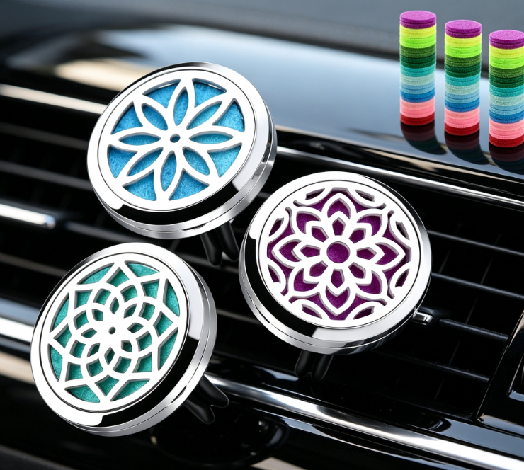 Lotus Metal Car Air Freshener Clip with Replacement Pads