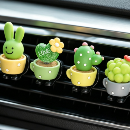 Cactus-Shaped Car Air Freshener Clip Set (4-Piece)