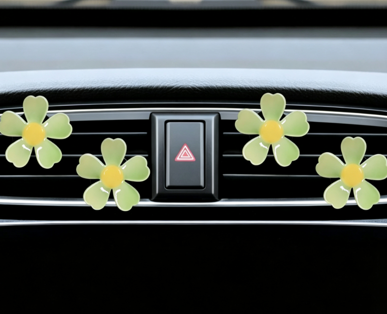 Resin Rotating Flower Car Air Freshener Clip Set