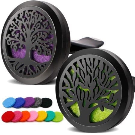 Tree Of Life Black Car Diffuser Clip Set