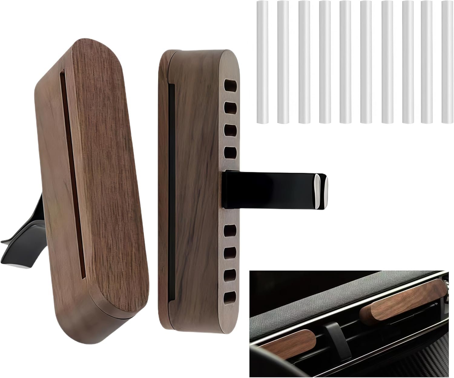 Wooden Car Air Freshener Clip With Replacement Fiber Sticks
