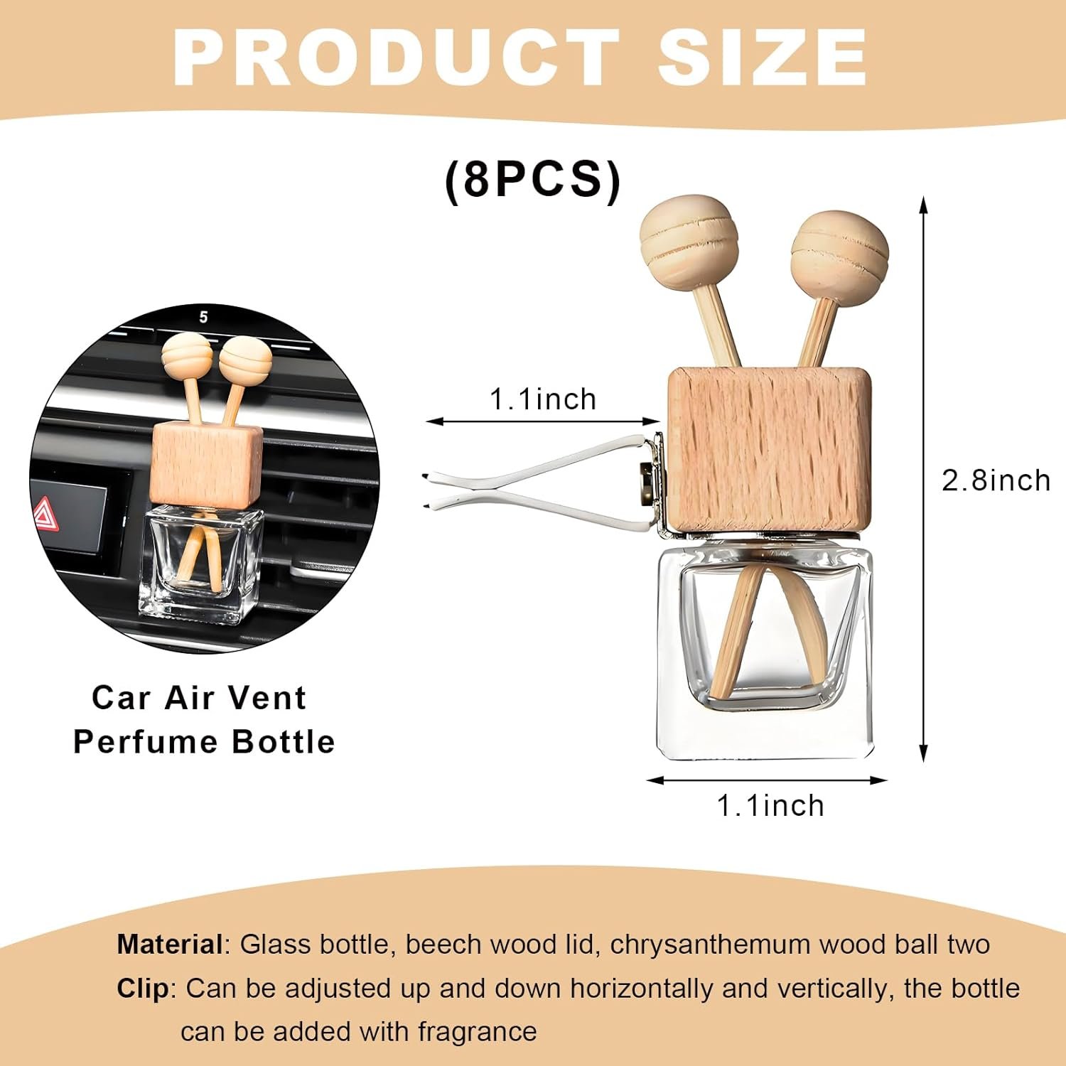 Refillable Glass Essential Oil Car Diffuser Bottle - Image 2