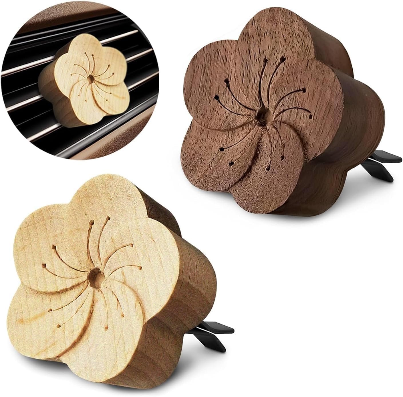 Magnetic Wooden Flower Car Essential Oil Diffuser Clip
