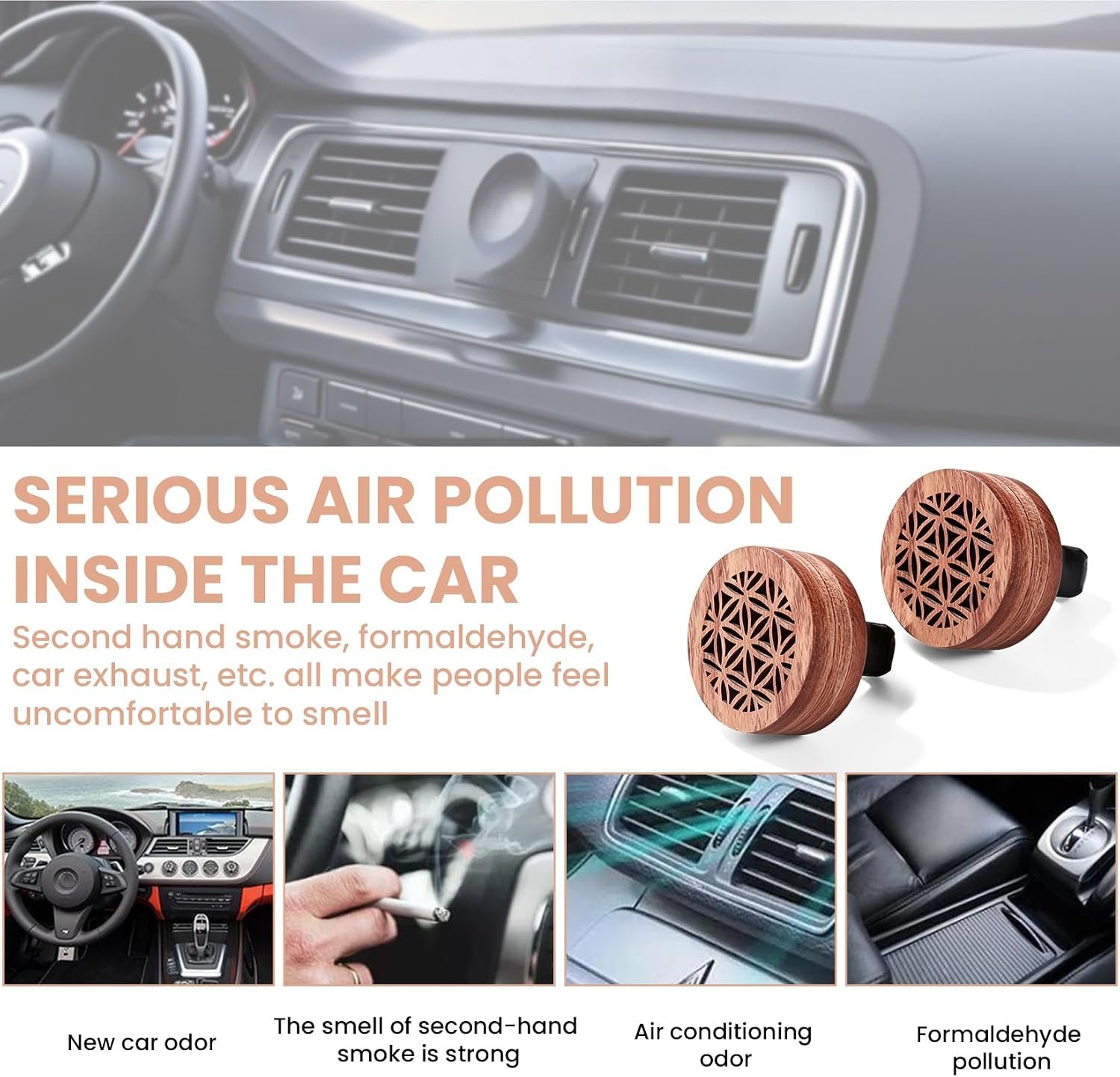 Redwood And Volcanic Stone Car Essential Oil Diffuser Clip - Image 2