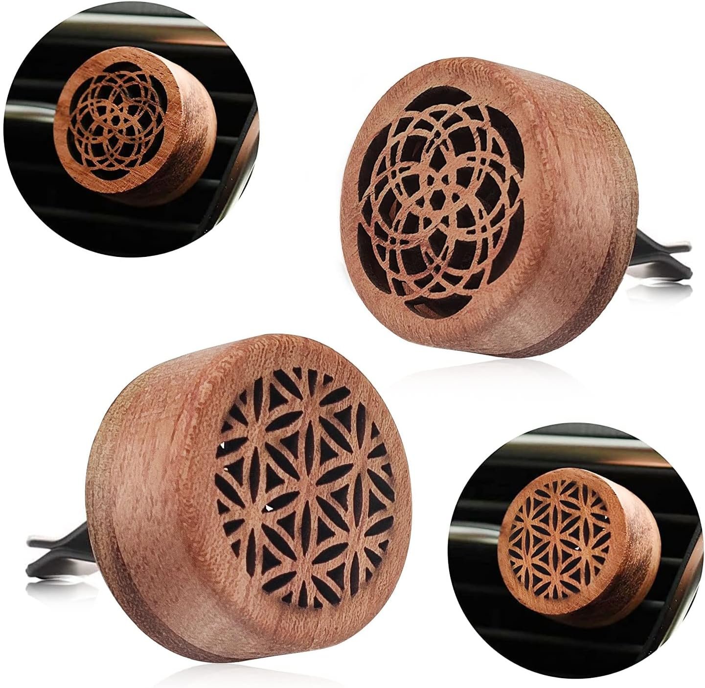 Mini Wooden And Volcanic Stone Car Diffuser