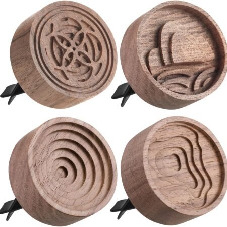 Round Walnut Wood Car Essential Oil Diffuser