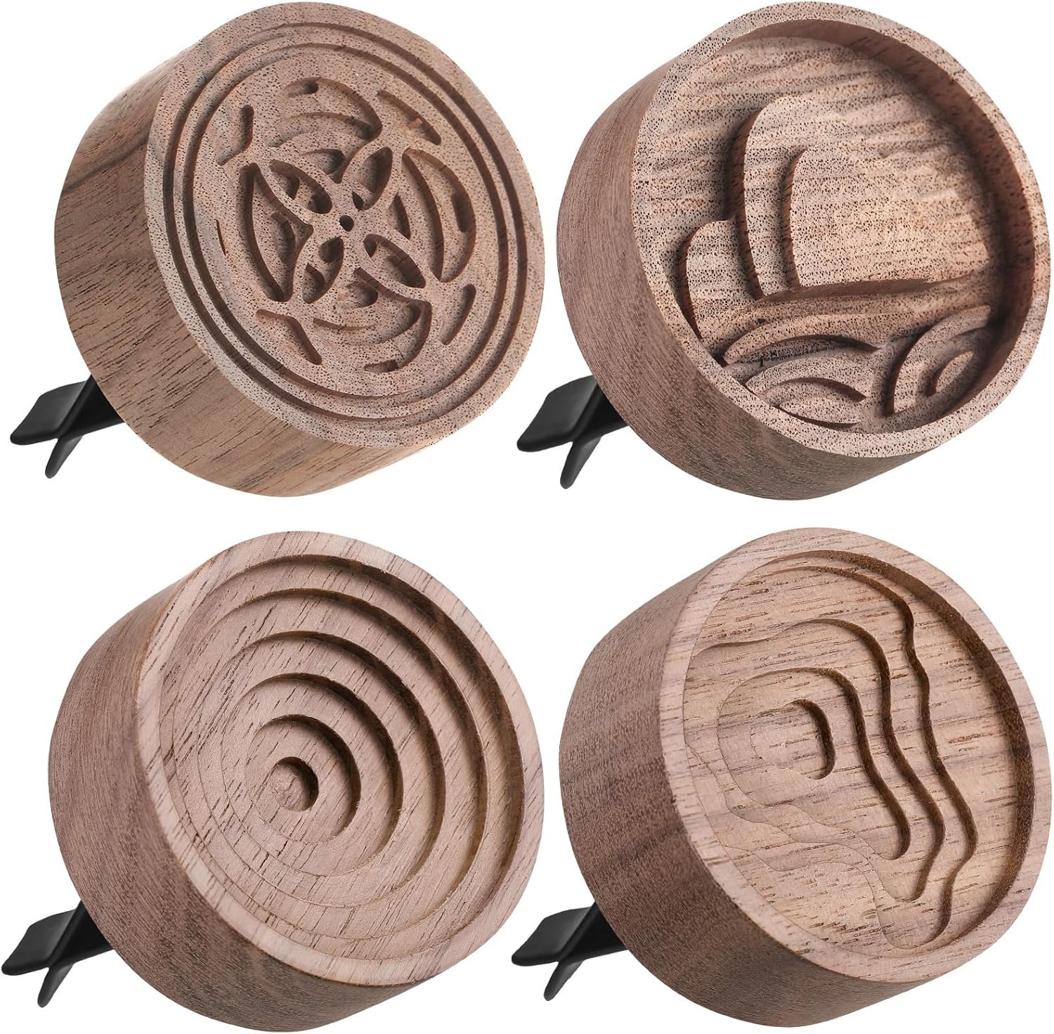 Round Walnut Wood Car Essential Oil Diffuser